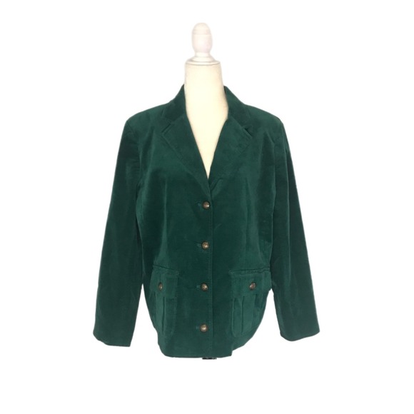 Talbots Jackets & Blazers - Talbots Emerald Green Velvet Four Button Blazer w/Lining Size 16 Luxury Jacket